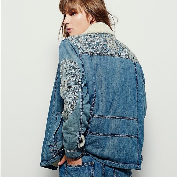 Free people Slouchy Sherpa Denim - Picture 1 of 4